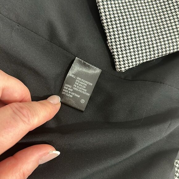 Antonio Melani Houndstooth Black And White Single Button Closure Blazer Size 14 - Picture 7 of 10